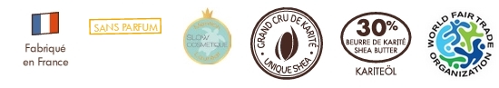 mention slow cosmétique, certifié nature et progrès, karité bio 